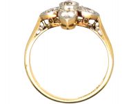 Art Deco 18ct Gold & Platinum Quatrefoil Ring set with Diamonds