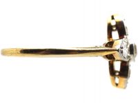 Art Deco 18ct Gold & Platinum Quatrefoil Ring set with Diamonds