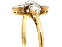 Art Deco 18ct Gold & Platinum Quatrefoil Ring set with Diamonds