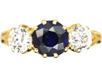 Edwardian 18ct Gold, Sapphire & Diamond Three Stone Ring