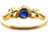 Edwardian 18ct Gold, Sapphire & Diamond Three Stone Ring