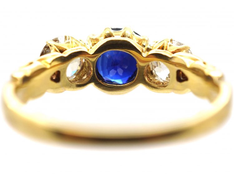 Edwardian 18ct Gold, Sapphire & Diamond Three Stone Ring