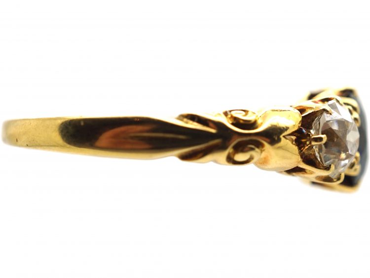 Edwardian 18ct Gold, Sapphire & Diamond Three Stone Ring