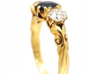 Edwardian 18ct Gold, Sapphire & Diamond Three Stone Ring