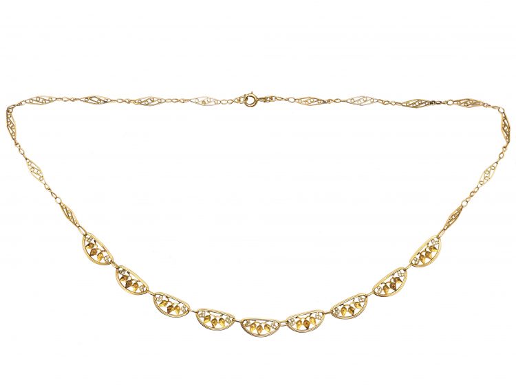 French Art Nouveau 18ct Gold Panel Necklace