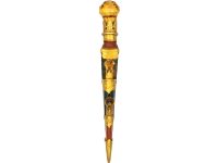 Scottish 19th Century 15ct Gold Dirk Brooch set with Bloodstone, Jasper & Citrine