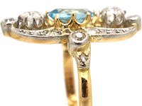 Edwardian 18ct Gold & Platinum, Aquamarine & Diamond Ring
