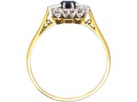 18ct Gold, Sapphire & Diamond Cluster Ring with Baguette Diamonds