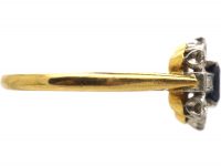 18ct Gold, Sapphire & Diamond Cluster Ring with Baguette Diamonds