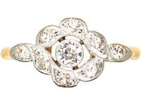 Edwardian 18ct Gold & Platinum, Diamond Open Cluster Ring