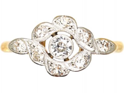 Edwardian 18ct Gold & Platinum, Diamond Open Cluster Ring
