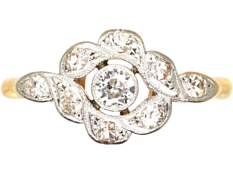 Edwardian 18ct Gold & Platinum, Diamond Open Cluster Ring