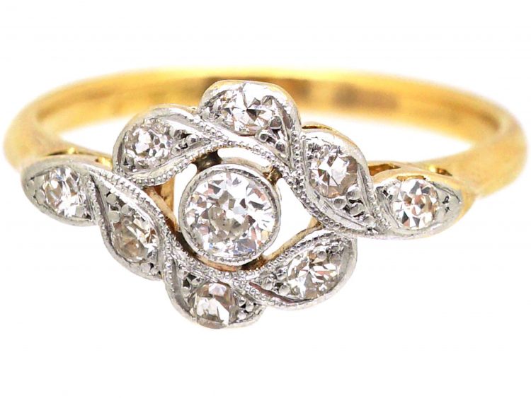 Edwardian 18ct Gold & Platinum, Diamond Open Cluster Ring