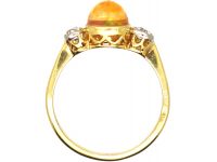 Art Deco 18ct Gold & Platinum, Jelly Opal & Diamond Ring