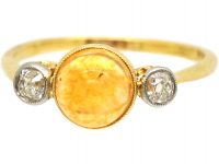 Art Deco 18ct Gold & Platinum, Jelly Opal & Diamond Ring