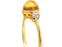 Art Deco 18ct Gold & Platinum, Jelly Opal & Diamond Ring