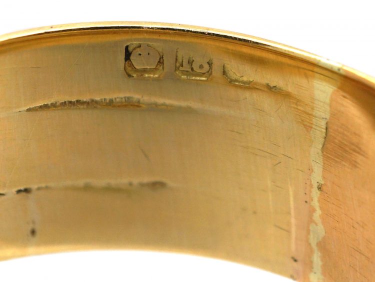 Edwardian 18ct Gold Double Snake Ring with Diamond Set Eyes