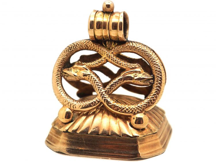 Georgian Seal with Entwined Snake Surmount & Carnelian Intaglio
