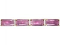 Norwegian Vintage Silver & Mauve Enamel Bracelet by Opro