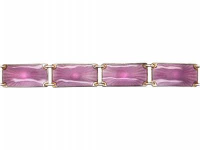 Norwegian Vintage Silver & Mauve Enamel Bracelet by Opro