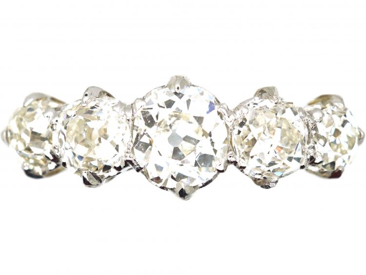 Edwardian 18ct Gold & Platinum, Five Stone Old Mine Cut Diamond Ring