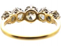 Edwardian 18ct Gold & Platinum, Five Stone Old Mine Cut Diamond Ring