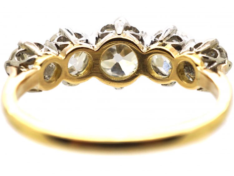Edwardian 18ct Gold & Platinum, Five Stone Old Mine Cut Diamond Ring