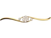 Edwardian 15ct Gold & Platinum, Diamond Set Daisy Brooch