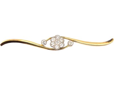 Edwardian 15ct Gold & Platinum, Diamond Set Daisy Brooch