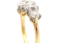 Edwardian 18ct Gold & Platinum, Five Stone Old Mine Cut Diamond Ring