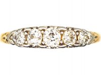 Edwardian 18ct Gold, Five Stone Old Mine Cut Diamond Ring