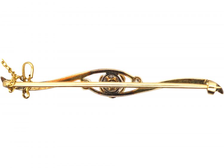 Edwardian 15ct Gold & Platinum, Diamond Set Daisy Brooch