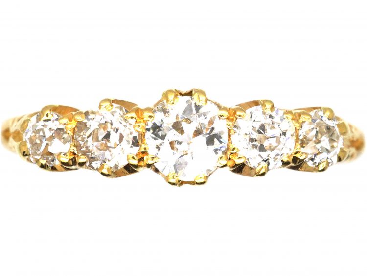 Edwardian 18ct Gold, Five Stone Old European Cut Diamond Ring