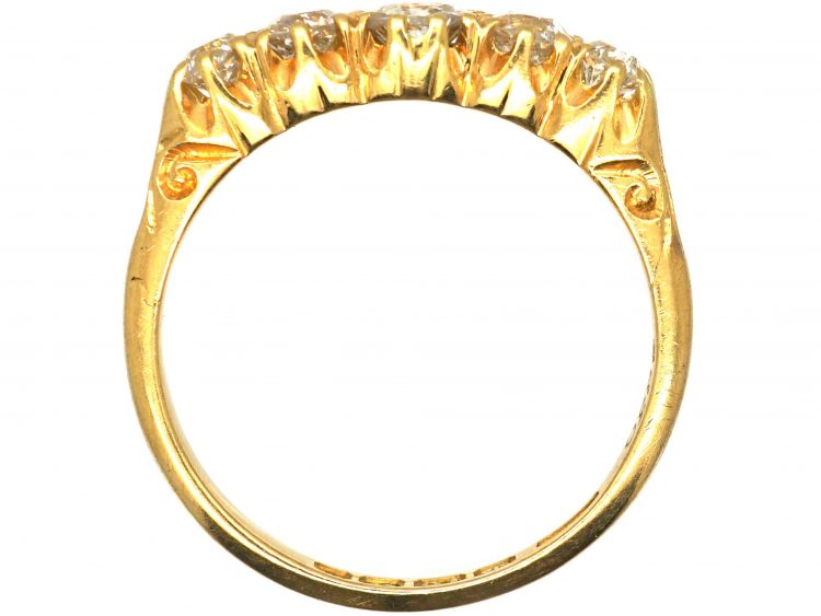 Edwardian 18ct Gold, Five Stone Old European Cut Diamond Ring