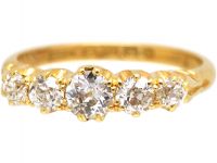 Edwardian 18ct Gold, Five Stone Old European Cut Diamond Ring