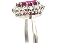 Early 20th Century Platinum, Unheated Burma Ruby & Diamond Cluster Ring