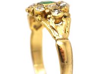 Georgian 18ct Gold, Square Cut Emerald & Diamond Cluster Ring