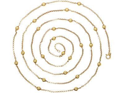 18ct Gold Long Chain with Ball Detail