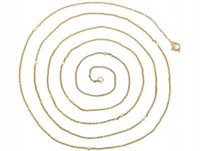 Edwardian 15ct Gold Chain Interspersed with Natural Pearls