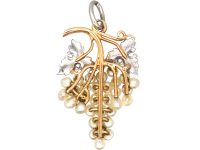 Edwardian 15ct Gold & Platinum Grapes Pendant set with Natural Pearls