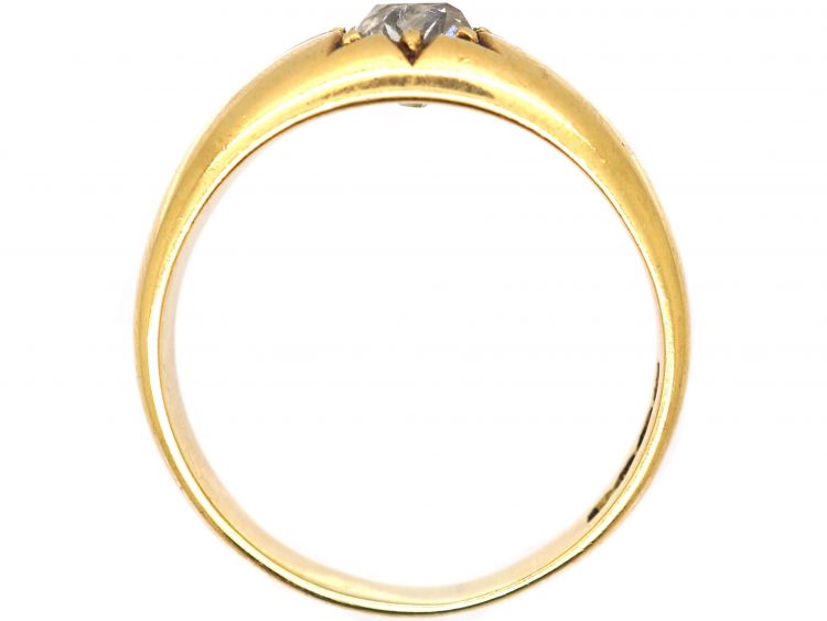 Victorian 18ct Gold Gypsy Ring set with a Large Old Mine Cut Diamond
