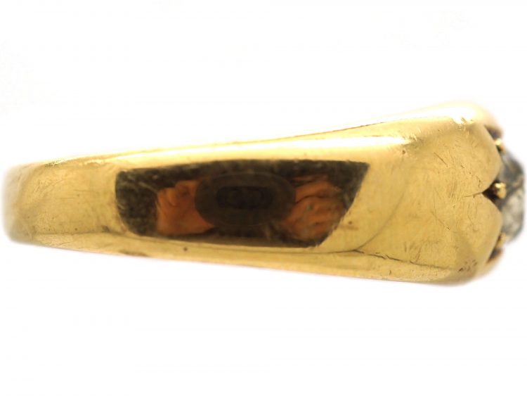 Victorian 18ct Gold Gypsy Ring set with a Large Old Mine Cut Diamond
