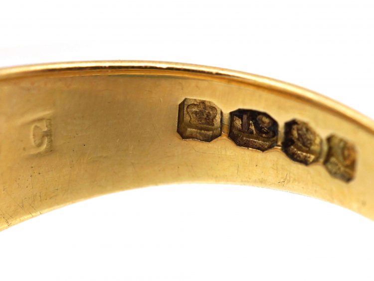 Victorian 18ct Gold Gypsy Ring set with a Large Old Mine Cut Diamond