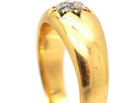 Victorian 18ct Gold Gypsy Ring set with a Large Old Mine Cut Diamond