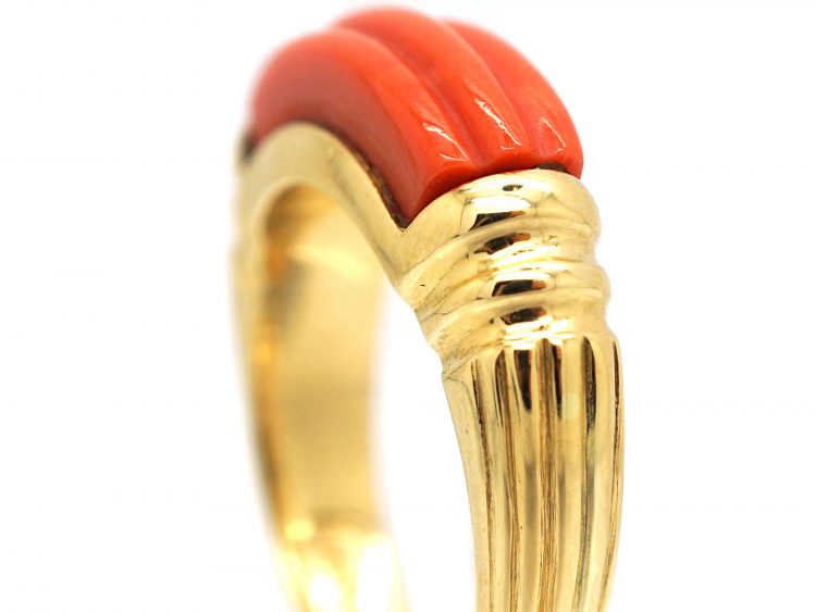1970s 18ct Gold & Coral Ring by Kutchinsky