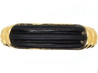 1970s 18ct Gold & Ribbed Onyx Ring by Kutchinsky