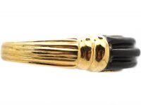 1970s 18ct Gold & Ribbed Onyx Ring by Kutchinsky