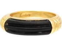 1970s 18ct Gold & Ribbed Onyx Ring by Kutchinsky