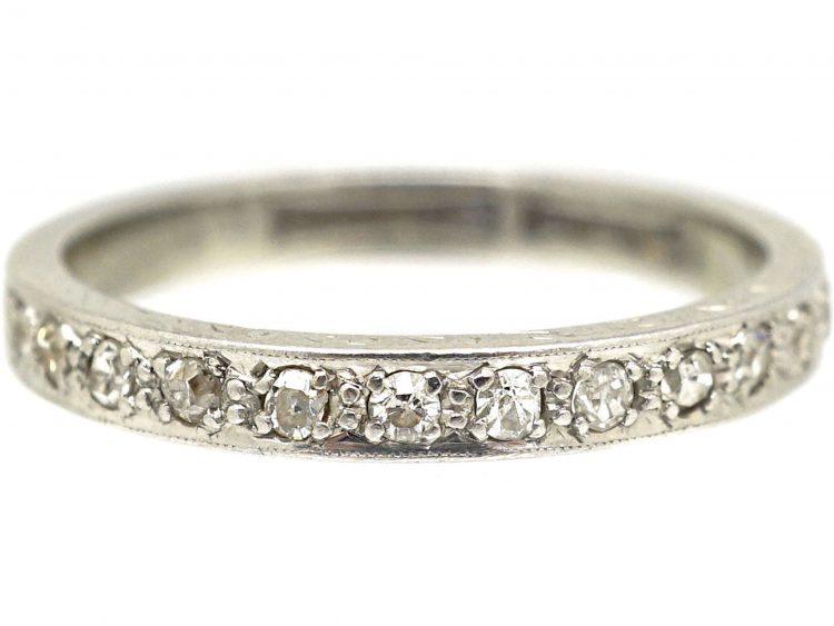 Art Deco 18ct White Gold & Platinum, Diamond Set Half Eternity Ring