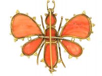Georgian 15ct Gold & Coral Butterfly Brooch
